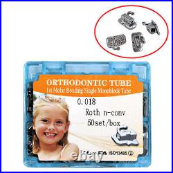 10-50 boxes Dental orthodontic 1st molar buccal tube monoblock roth 018 50 sets
