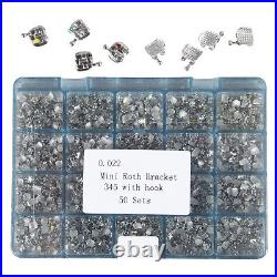 1000pcs Dental Metal Monoblock Brackets Brace MINI 022 with345 Hooks Roth/MBT ORTH