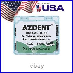 10Box AZDENT Dental Orthodontic Buccal Tube 1st Molar Bonding Non-Conv Roth. 022