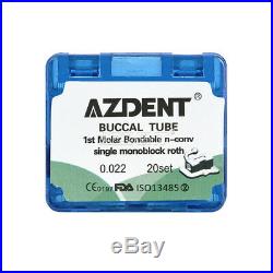 10Box Orthodontic Monoblock Buccal Tube Bondable Roth 0.022 For 1st Molar AZDENT