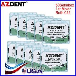 10Pack AZDENT Dental Orthodontic Buccal Tube 1st Molar Bonding Non-Conv Roth. 022