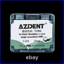 10Packs Dental Buccal Tubes 1st Molar MBT. 022 Monoblock Bondable Non-conv AZDENT