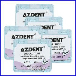 10X (200set) AZDENT Dental Bondable Buccal Tubes 2nd Molor MBT. 022 Monoblock