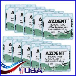 10X AZDENT Dental Buccal Tube 1st Molar Roth. 022 Monoblock Bondable Non-Conv USA