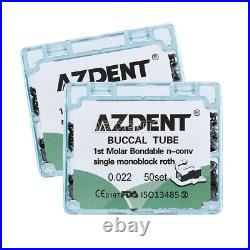 10X AZDENT Dental Buccal Tube 1st Molar Roth. 022 Monoblock Bondable Non-Conv USA