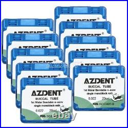 10X AZDENT Dental Monoblock Buccal Tubes Bondable 1st Molar Roth 0.022