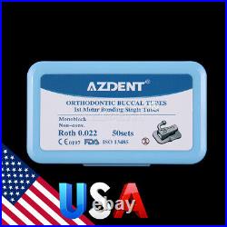 10X AZDENT Dental Orthodontic Buccal Tube 1st Molar Roth. 022 Non-Conv Monoblock