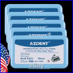 10X AZDENT Orthodontic Buccal Tube Roth 0.022 1st Molar Monoblock Non-Con Single