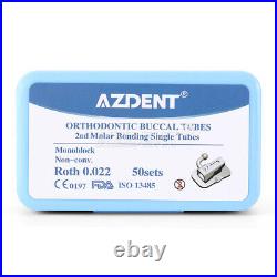10X AZDENT Tubo bucal de ortodoncia dental Monoblock Roth 022 2do molar N-conv