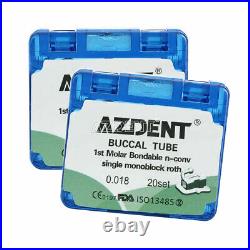 10x AZDENT Dental Orthodontic Buccal Tube 1st Molar Bondable Non-Conv Roth 018