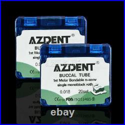 10x AZDENT Dental Orthodontic Buccal Tube 1st Molar Bondable Non-Conv Roth 018