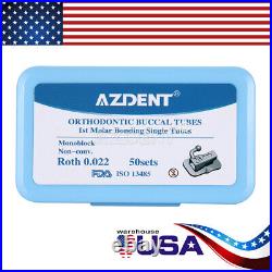 200Pcs AZDENT Dental Orthodontic Monoblock Buccal Tubes 1st Molar Roth 0.022 U/L