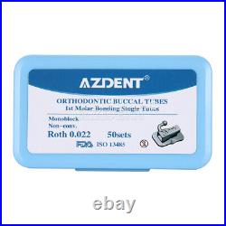 200Pcs AZDENT Dental Orthodontic Monoblock Buccal Tubes 1st Molar Roth 0.022 U/L