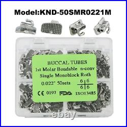 200Pcs Dental Orthodontic Monoblock Non-Conv Buccal Tubes 1st Molar Roth 0.022