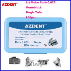 200pcs Dental Ortho 1st Molar Roth. 022 Sgl Buccal Tube N-Conv Monoblock Bondable