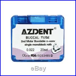 20Box AZDENT Orthodontic Dental Buccal Tube Monoblock Roth. 022 For 2nd Molar