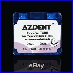 20Box AZDENT Orthodontic Dental Buccal Tube Monoblock Roth. 022 For 2nd Molar