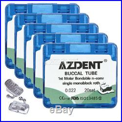 20X Dental 1st Molar Buccal Tube Bondable Non-Conv Roth 022 U1/L1 Monoblock