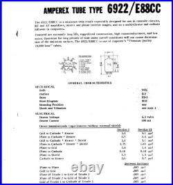 2x NOS DGetter 1960 Amperex USA PQ 6922 7L40 GoldPin /GrailVintage AudioTubes