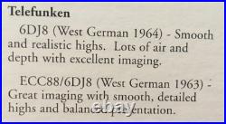 2x Vintage TelefunkenGermany? DiamondBase 7DJ8 PCC88 /Grail 6DJ8 6922 Plugin Sub