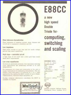 2x VintageNOS MullardGtBritain Parasol E88CC GoldPin /GrailAudioTube /6922 CCa