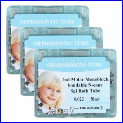 3 PKS Dental Orthodontic Monoblock Buccal Tubes 022 2nd Molar Roth Tube