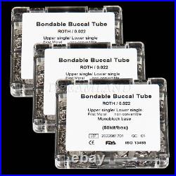 3 Packs Dental Bondable Monoblock Non-Convertible Single Roth 022 Buccal Tube