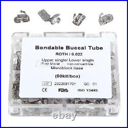 3 Packs Dental Bondable Monoblock Non-Convertible Single Roth 022 Buccal Tube