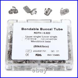 5 Packs Dental Bondable Monoblock Non-Convertible Single Roth 022 Buccal Tube