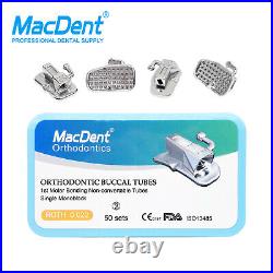 50 Sets MacDent Dental Orthodontic Buccal Tube Roth/MBT 018/022 1st/2nd Bondable