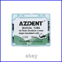 50Set AZDENT Dental Orthodontic Buccal Tubes 1st 2nd Molar Roth MBT 022 Bondable