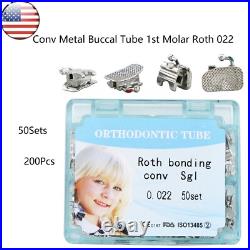 50Set US Dental Ortho Monoblock CON Metal Buccal Tube Roth MBT 022 1st 2nd Molar