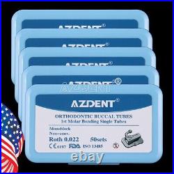 5X AZDENT Dental 1st Molar Bondable Monoblock Non-Convert Roth. 022 Buccal Tube