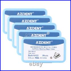 5X AZDENT Dental 2nd Molar Monoblock Buccal Tubes Roth 0.022 Bondable Non-Con