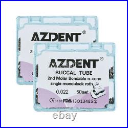5X AZDENT Dental Monoblock Bondable 2nd Molar Roth 0.022 Buccal Tubes 250sets
