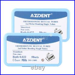 5X AZDENT Dental Single Monoblock Buccal Tube N-Conv Roth 022 2nd Molar Bondable