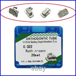 80 Pc Dental Orthodontic Buccal Tubes 022 Roth MBT 1st 2nd Molar Non-Convertible