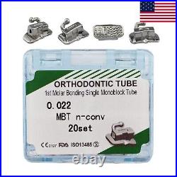 80 Tubos Ortodoncia Dental Buccal Tube 1st 2nd Molar Roth MBT 022 Conv Monoblock