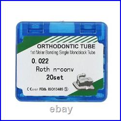 80pcs Dental Orthodontic Monoblock 1st 2nd Molar Buccal Tubes MBT Roth 022