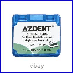 AZDENT Dental 1st Molar Buccal Tube MIM Non-Convertible Roth. 018/022 Monoblock