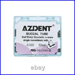 AZDENT Dental Ortho Buccal Tube 1st 2nd Molar Roth/MBT 022 018 Bondable Non-Conv