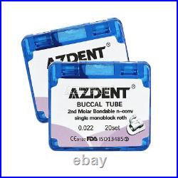 AZDENT Dental Ortho Buccal Tube 2nd Molar Roth 0.022 Monoblock Bondable Non-Conv