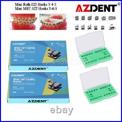 AZDENT Dental Ortho Self-Ligating Brackets Braces Q Type Roth/MBT. 022 Hook 3 4 5