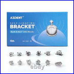 AZDENT Dental Ortho Self-Ligating Brackets Smooth Braces Roth/MBT. 022 Hook 3 4 5