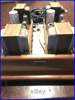 Ampex 6973 Tube Monoblock Amps on single Walnut Base. RESTORED