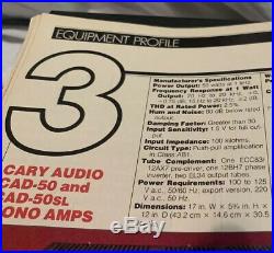 Cary Audio CAD-50SL Rare Vintage Tube Mono Blocks Great Condition