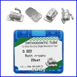 Dental Orthodontic Buccal Tubes 1st 2nd Molar Brackets Roth MBT 0.022 Monoblock