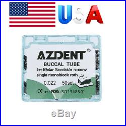 Dental Split Bondable Inblock MBT/Roth. 022/018 1st Molar Single Buccal Tubes USA