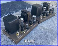 Eico Hf-35 El34 Pair Vacuum Tube Mono Block Amplifiers Shown Running, New Caps