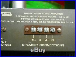 Estate Vintage Eico Hf-20 Mono Block Tube Amp